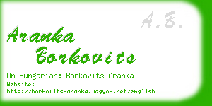 aranka borkovits business card